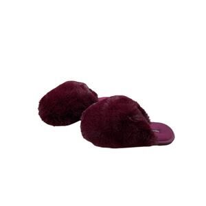 Free People Slippers Size 10 Faux Fur Burgundy Cozy Slide House Shoes Women’s